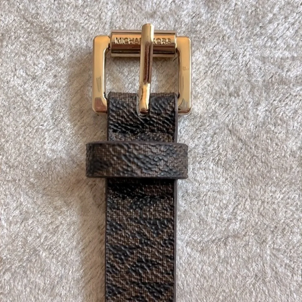 Brand New Michael Kors Brown Zippered Logo Belt Bag Gold Tone Chain Fanny Pack